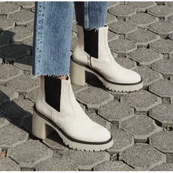 New Free People James Chelsea Bone Leather Boots Cushioned Size 39 - Picture 7 of 9